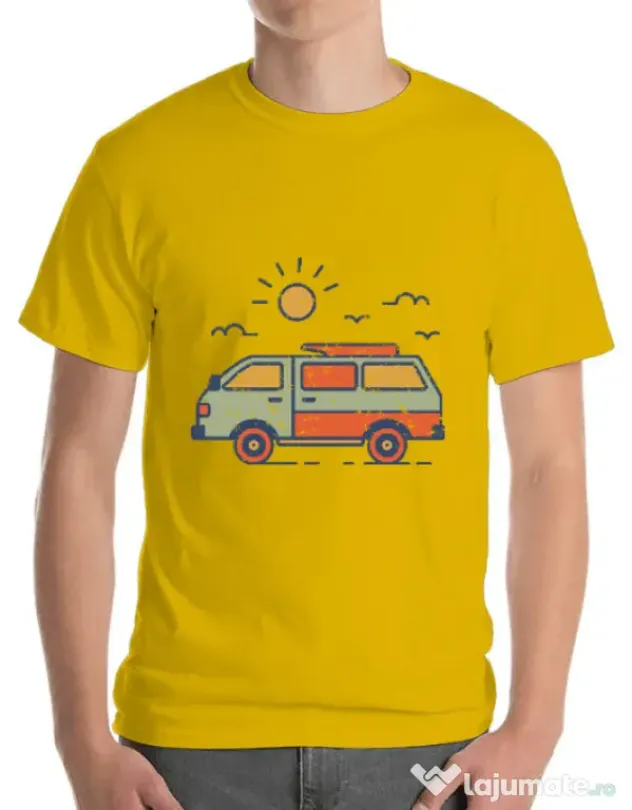 Tricou ADLER barbat Retro travel van Galben
