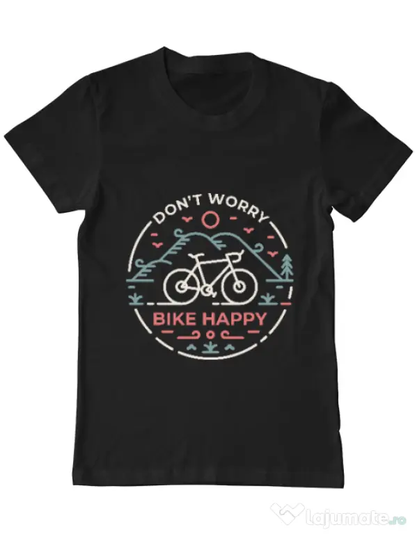 Tricou ADLER barbat Don't worry bike happy Negru