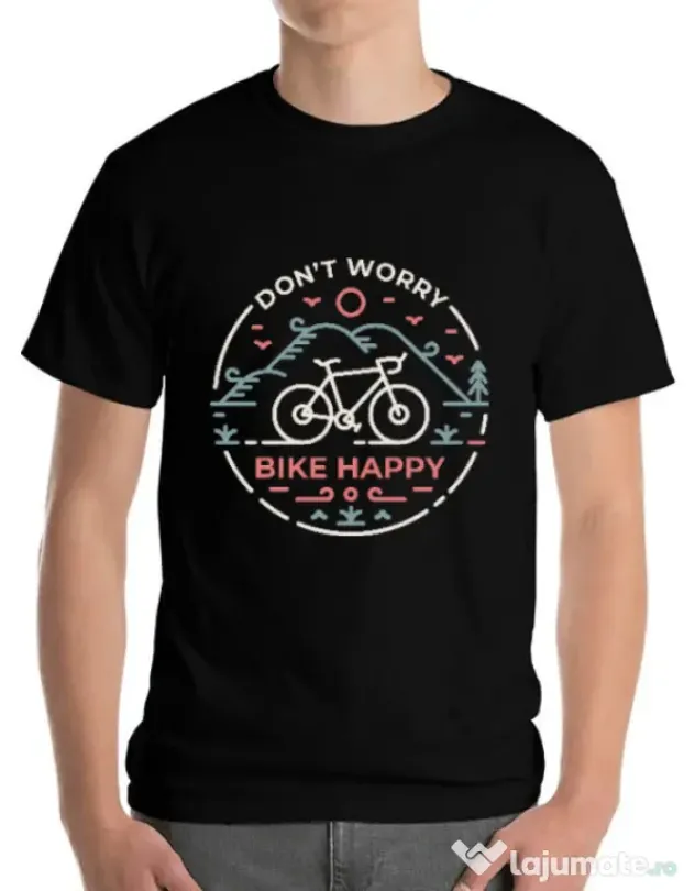 Tricou ADLER barbat Don't worry bike happy Negru
