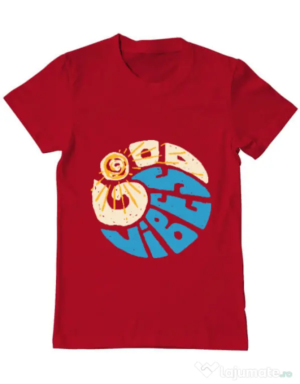 Tricou ADLER barbat Good vibes and wave Rosu