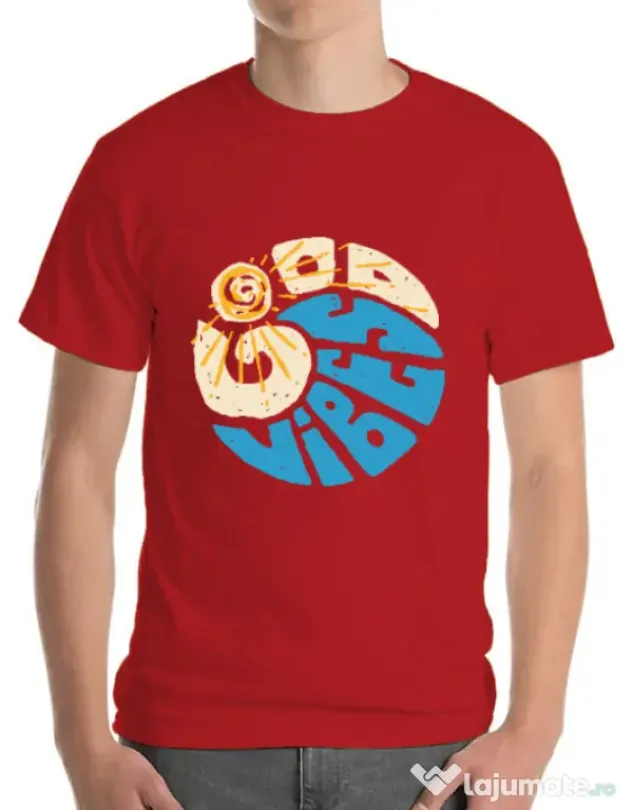 Tricou ADLER barbat Good vibes and wave Rosu