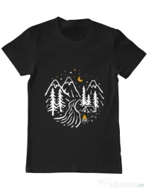 Tricou ADLER barbat Night camping Negru