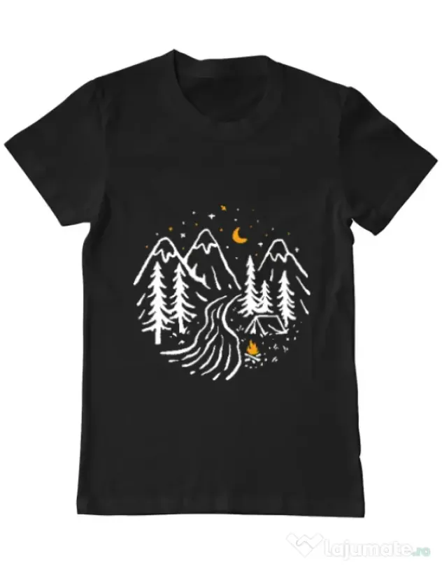 Tricou ADLER barbat Night camping Negru