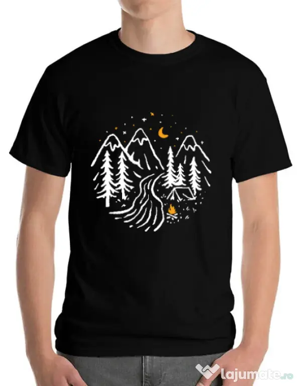 Tricou ADLER barbat Night camping Negru