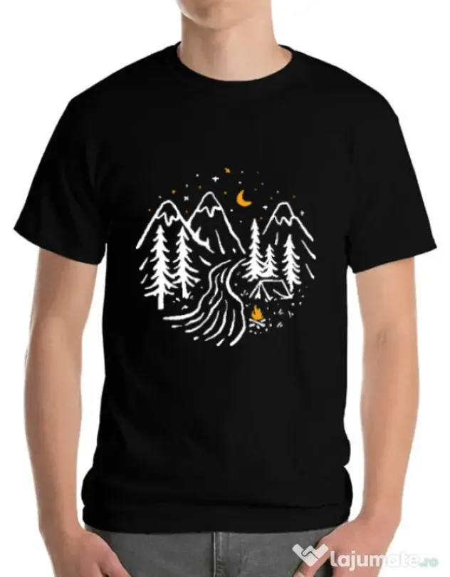 Tricou ADLER barbat Night camping Negru