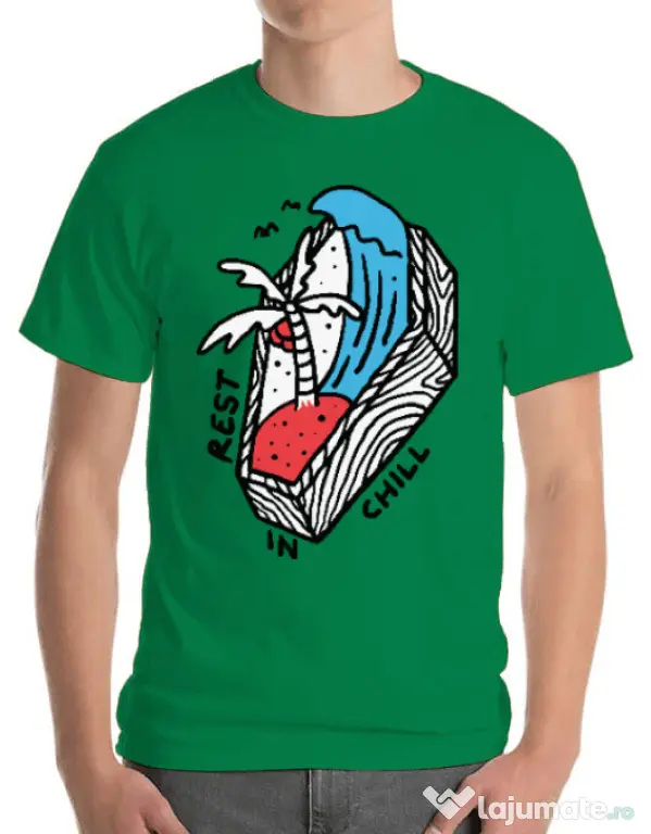 Tricou ADLER barbat Rest in chill Verde mediu