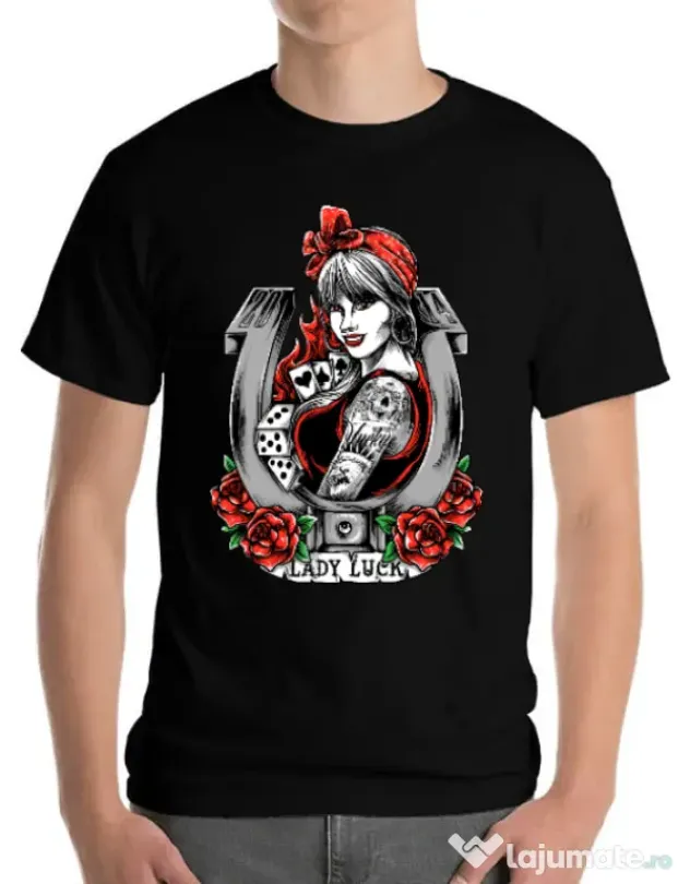 Tricou ADLER barbat Lady luck Negru