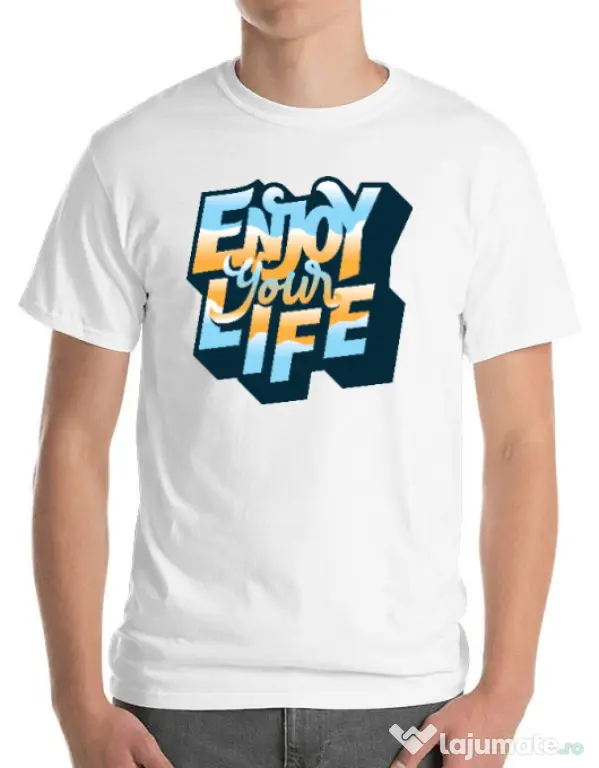 Tricou ADLER barbat Enjoy your life Alb