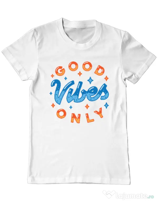 Tricou ADLER barbat Good vibes only Alb