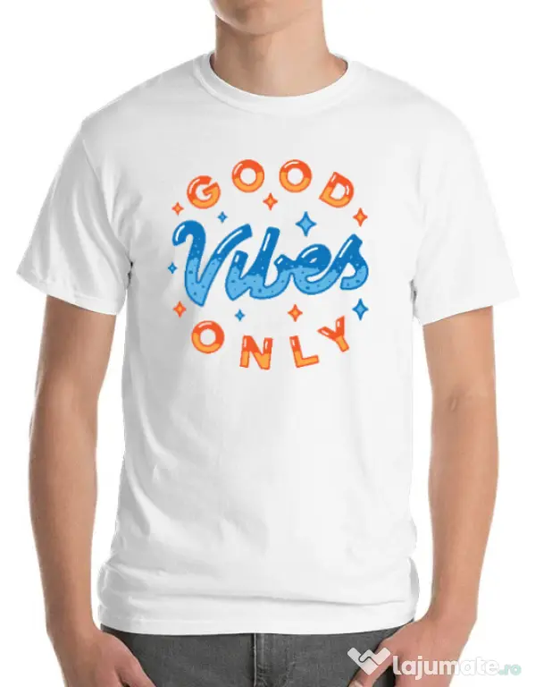 Tricou ADLER barbat Good vibes only Alb