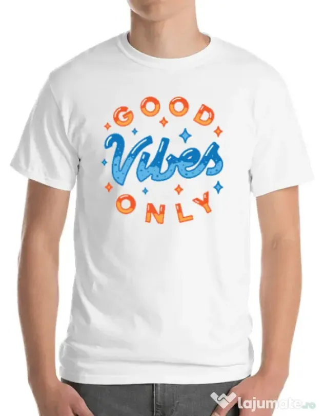 Tricou ADLER barbat Good vibes only Alb