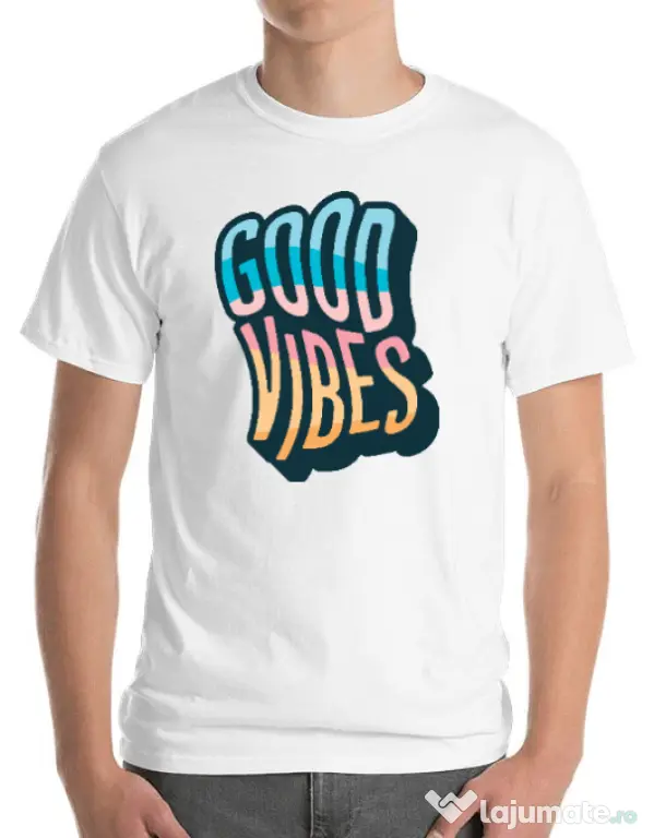 Tricou ADLER barbat Good vibes Alb