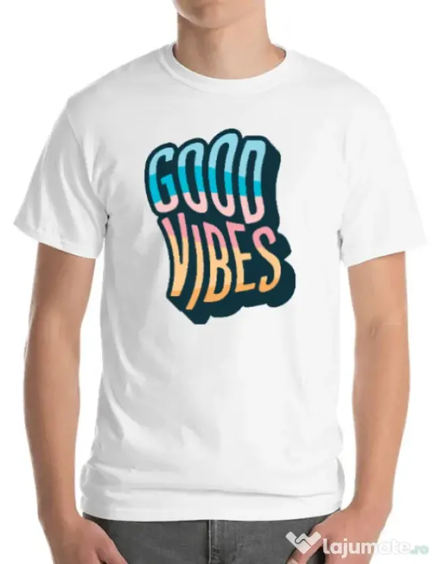 Tricou ADLER barbat Good vibes Alb