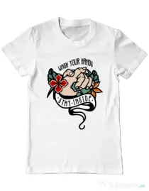 Tricou ADLER barbat Wash your hands Alb