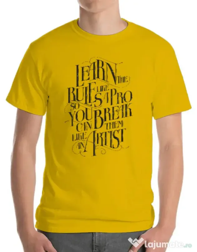 Tricou ADLER barbat Learn the rules Galben