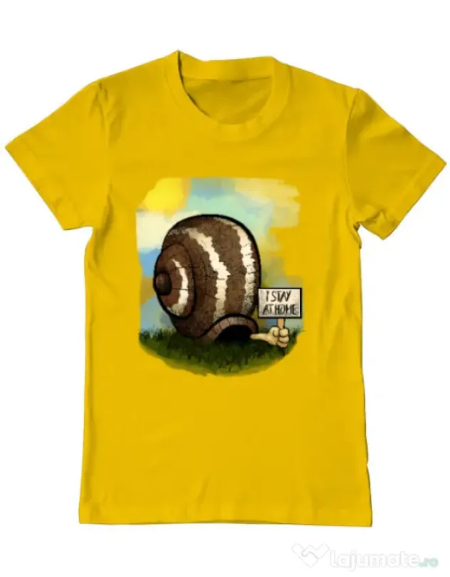 Tricou ADLER barbat I stay home 2 Galben