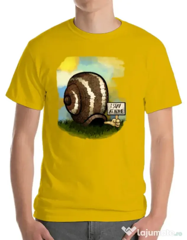 Tricou ADLER barbat I stay home 2 Galben