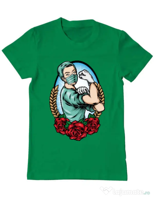 Tricou ADLER barbat Rockabilly Nurse Verde mediu
