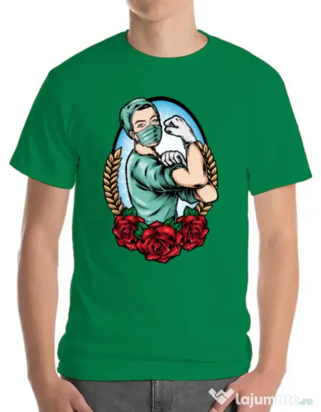 Tricou ADLER barbat Rockabilly Nurse Verde mediu