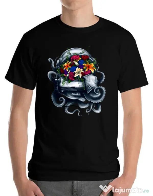 Tricou ADLER barbat Space bloom Negru