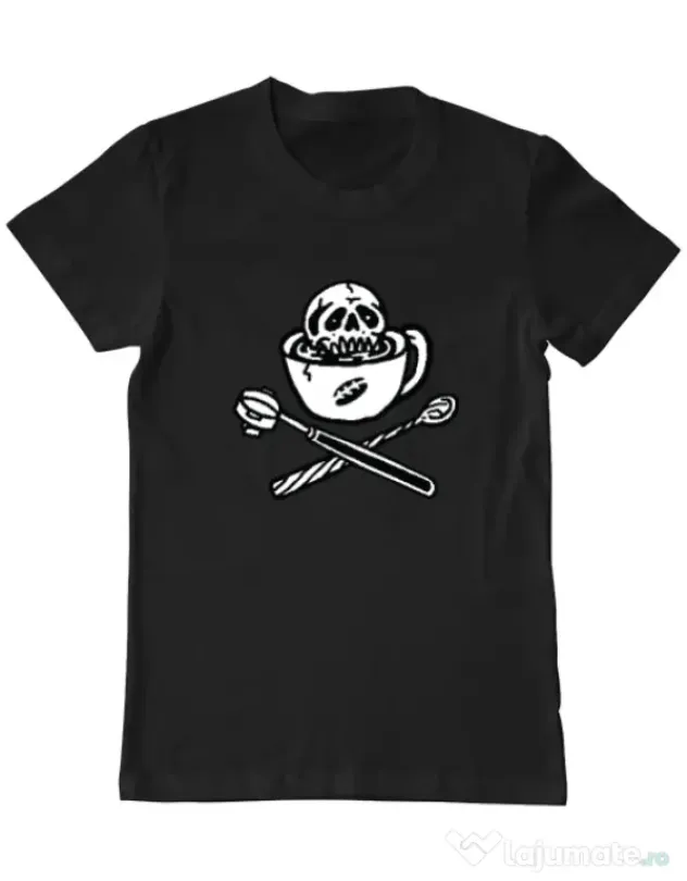 Tricou ADLER barbat Death before decaf Negru