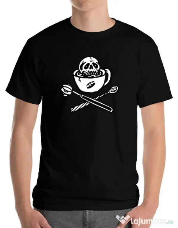 Tricou ADLER barbat Death before decaf Negru
