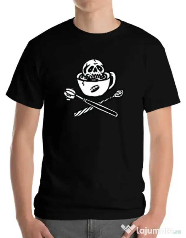 Tricou ADLER barbat Death before decaf Negru