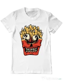 Tricou ADLER barbat Zombie French Fries Alb