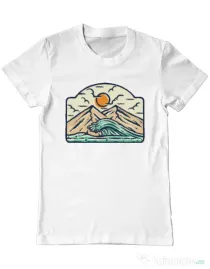 Tricou ADLER barbat Mountain and wave Alb