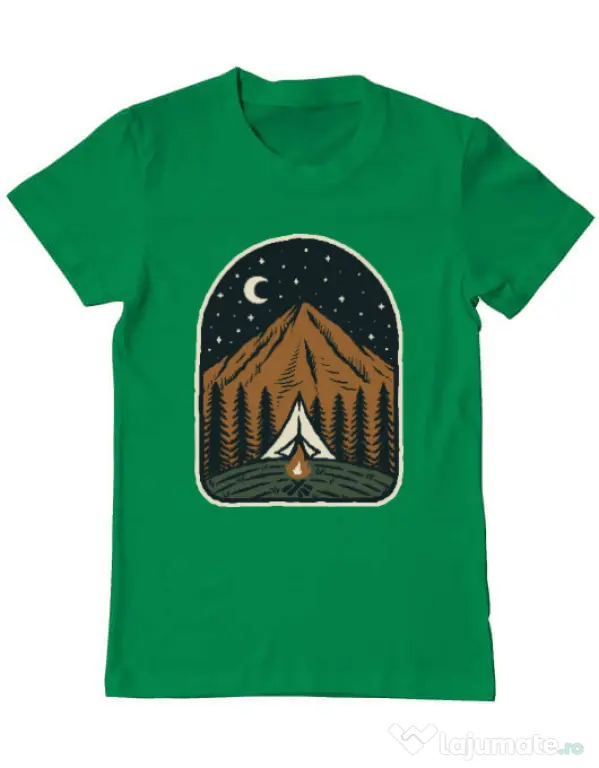 Tricou ADLER barbat Camp mountain night Verde mediu