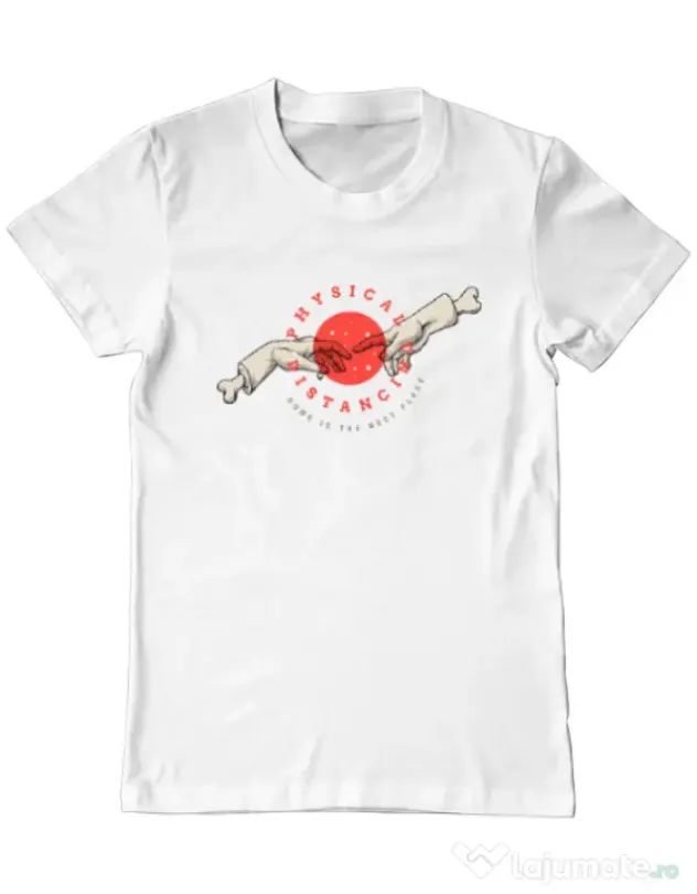 Tricou ADLER barbat Physical distance Alb