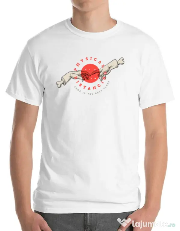 Tricou ADLER barbat Physical distance Alb