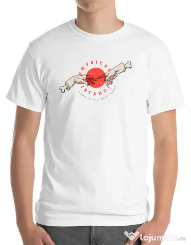 Tricou ADLER barbat Physical distance Alb