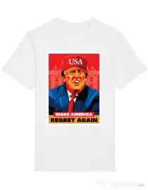 Tricou STANLEY STELLA barbat Make America regret again Alb