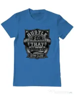 Tricou ADLER barbat Hustle for that muscle Albastru azuriu