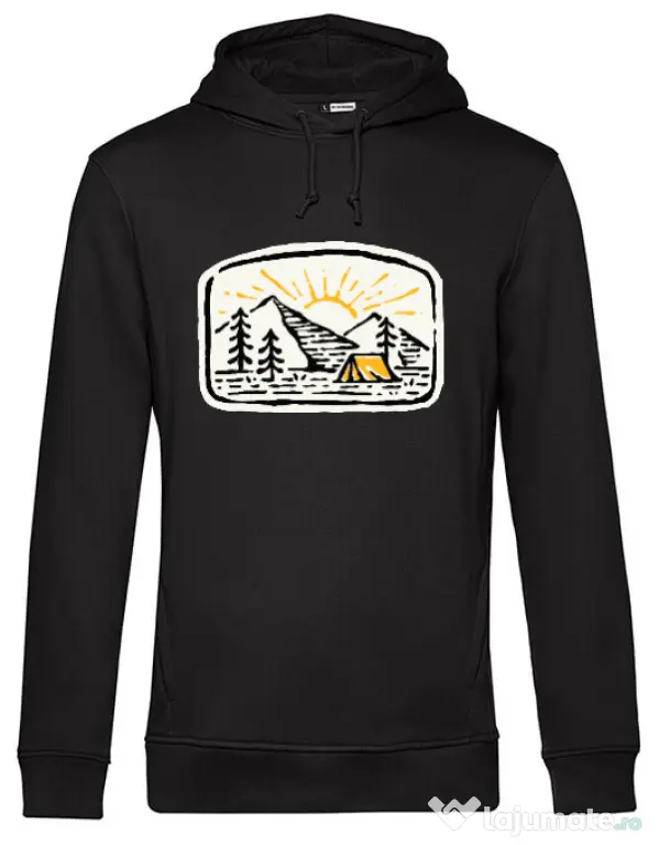 Hoodie barbat cu gluga Hand drawn camp Negru