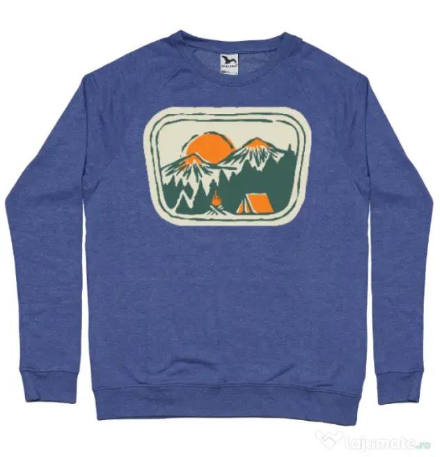 Bluza ADLER barbat Camping badge Albastru melanj