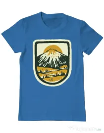 Tricou ADLER barbat Hand drawn mountains Albastru azuriu