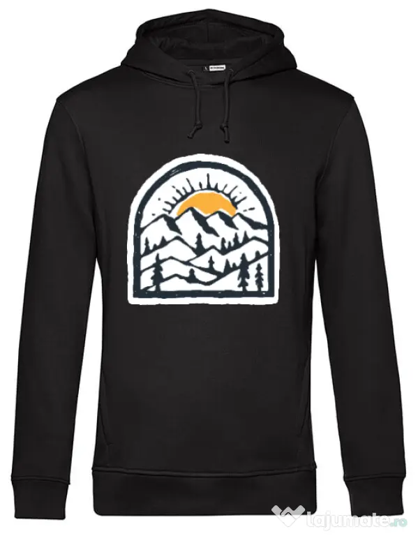 Hoodie barbat cu gluga Mountain beauty Negru
