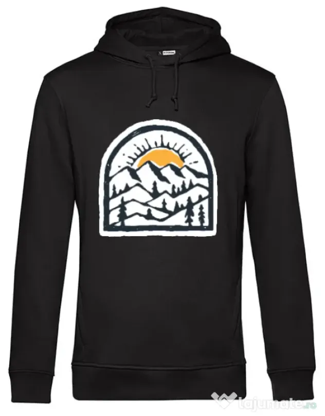 Hoodie barbat cu gluga Mountain beauty Negru