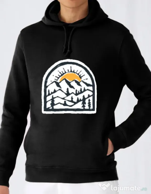 Hoodie barbat cu gluga Mountain beauty Negru