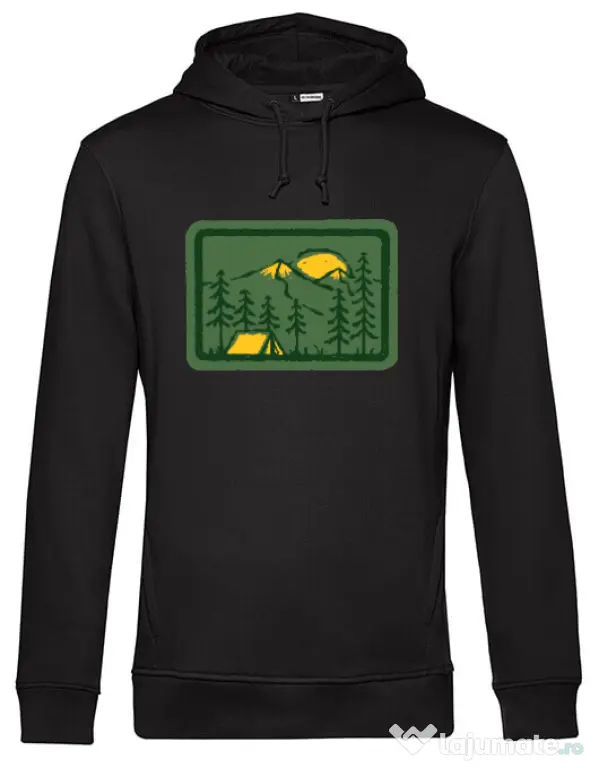 Hoodie barbat cu gluga Camping 2 Negru