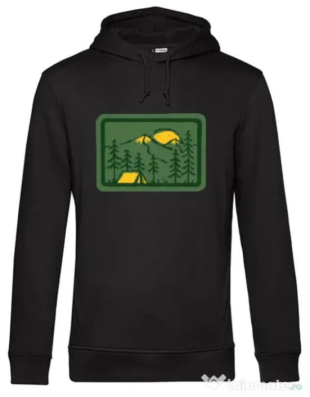 Hoodie barbat cu gluga Camping 2 Negru