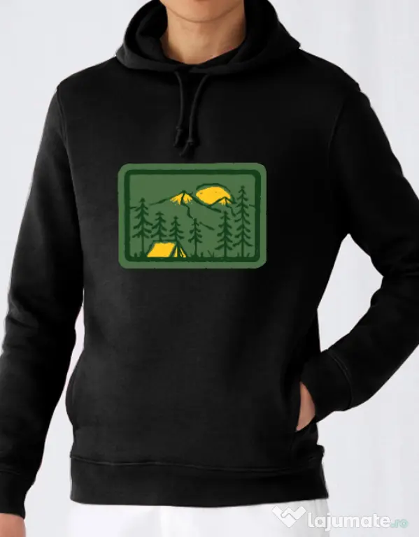 Hoodie barbat cu gluga Camping 2 Negru