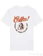 Tricou STANLEY STELLA barbat Coffee keeps me from killing you Alb