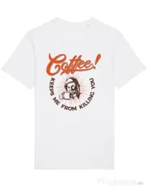 Tricou STANLEY STELLA barbat Coffee keeps me from killing you Alb