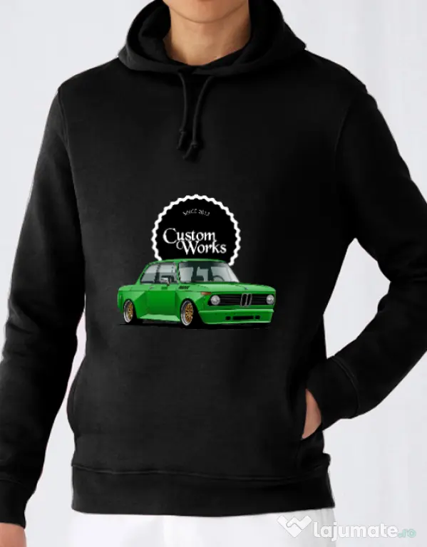 Hoodie barbat cu gluga BMW 2002 Negru