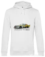 Hoodie barbat cu gluga Racing Car Alb