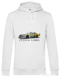 Hoodie barbat cu gluga Racing Car Alb