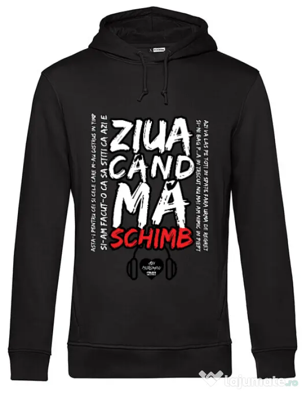 Hoodie barbat cu gluga ziua cand ma schimb Negru